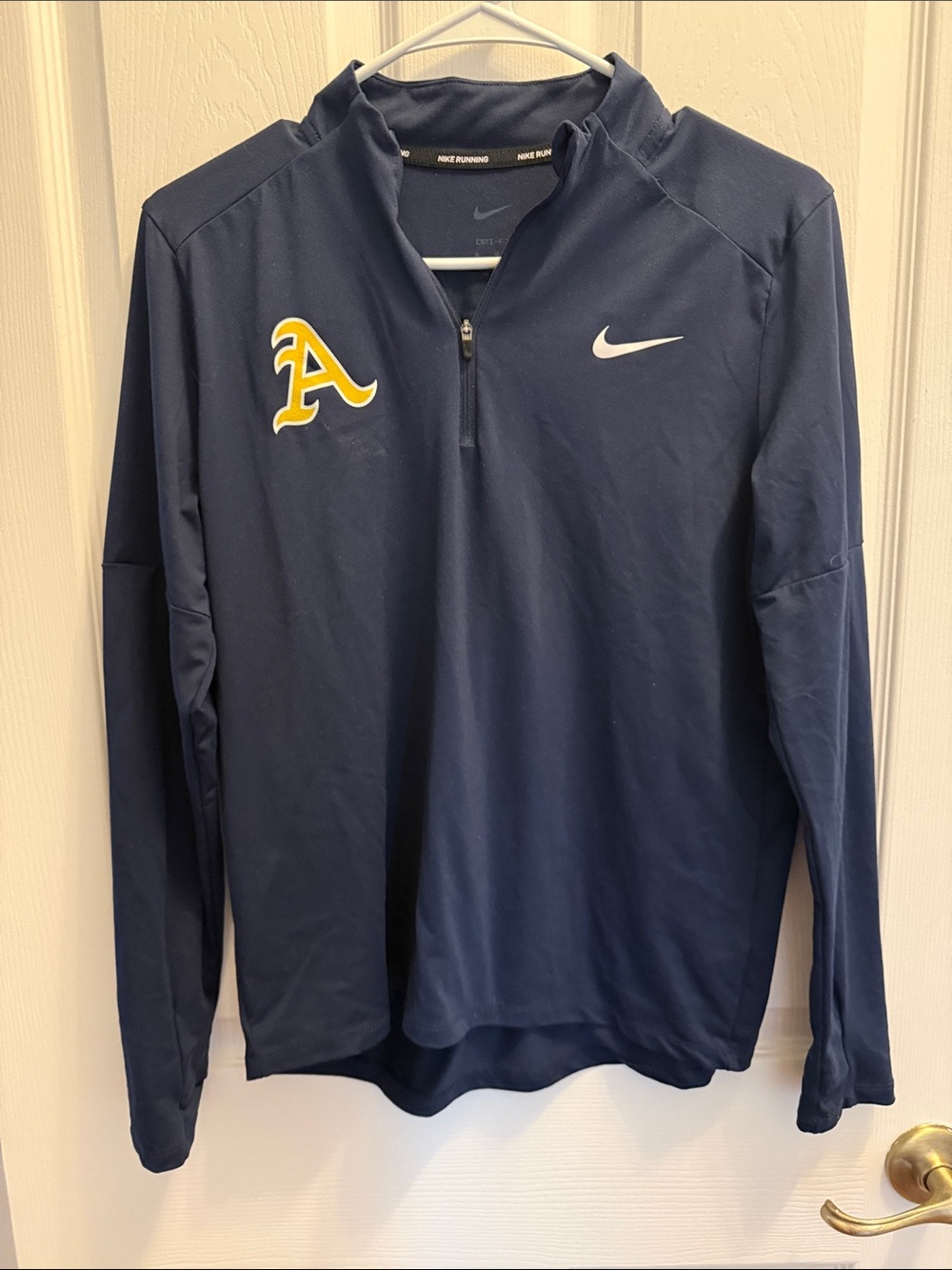 Nike Navy Quarter-Zip Pullover with Yellow 'A' Patch